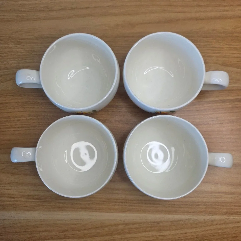 Santa Anita Ware Teacup/Saucer Set of 4 Flowers Of Hawaii Bird Of Paradise 1949